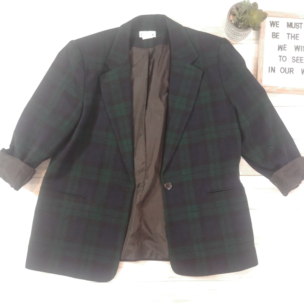 Vintage Retro Courtenay Plaid Blazer Jacket